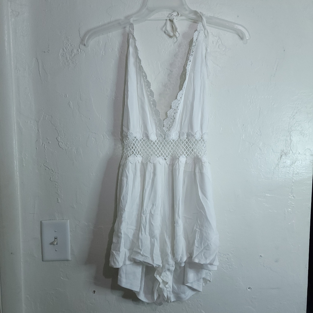 Fashion Nova Crzy Romper Off White